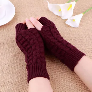 Fashion Autumn Winter Women Warmth Knitted Arm Fingerless Gloves Unisex Winter Soft Warm Mittens Wom in Pakistan