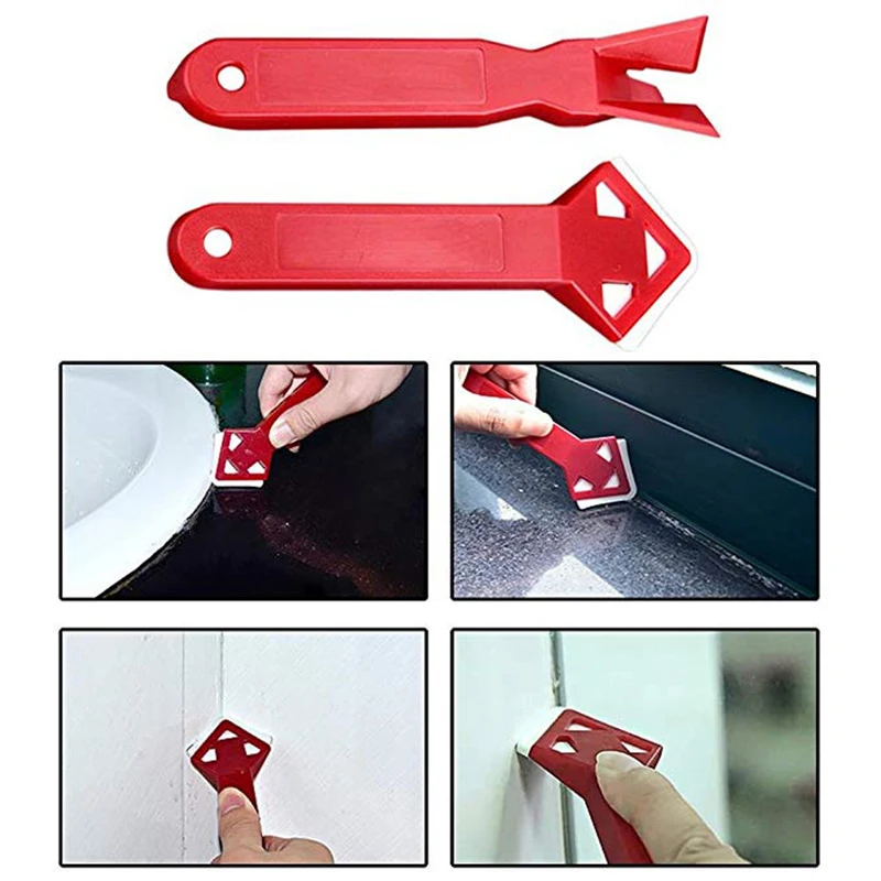

2 Pcs In 1Set Plastic Negative Angle Scraper Shovel Caulking Tool Rubber Removal Hand Remover Household Cleaning Tools Squeegee