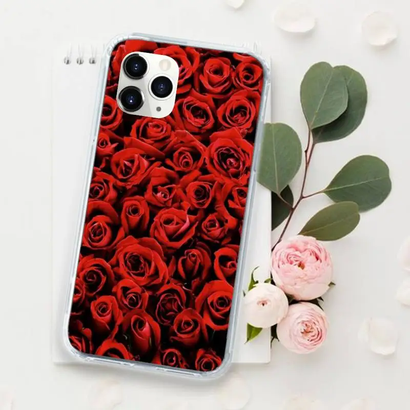 

Rose flower pattern Phone Cases for iPhone 11 12 pro XS MAX 8 7 6 6S Plus X 5S SE 2020 XR Luxury brand shell funda coque