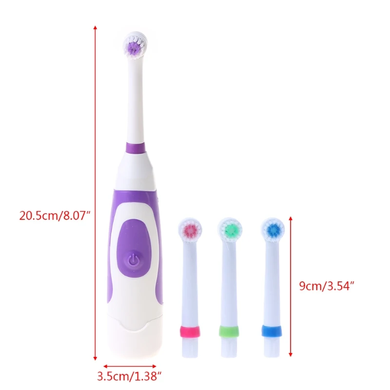 

1 Set Electric Toothbrush With 4 Brush Heads Battery Operated Oral Hygiene No Rechargeable Teeth Brush