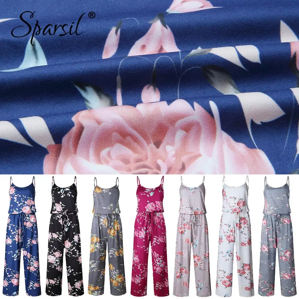 Sparsil женский модный комбинезон на бретелях в стиле ретро с цветочным принтом