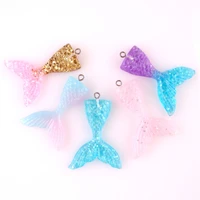 10pcs sparkling resin multi color mermaid tail charms pendants handmade hanging decoration findings jewelry making accessories