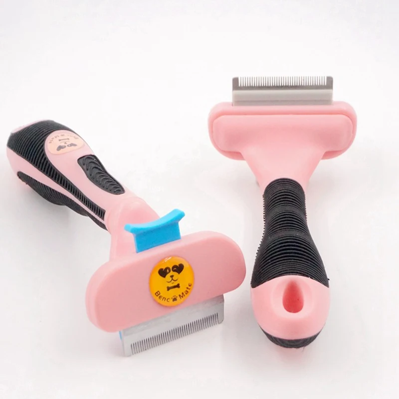 Peine para perros y gatos, herramienta de aseo para mascotas, excelente ABS duradero y cepillo de acero inoxidable, removedor de pelo, rastrillo-1