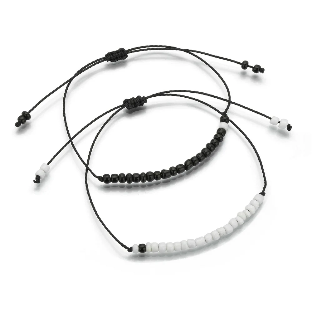 

Pinky Promise Distance Matching Bracelets For Best Friends Couple Family Women Men Black & White Acrylic beads Jewelry