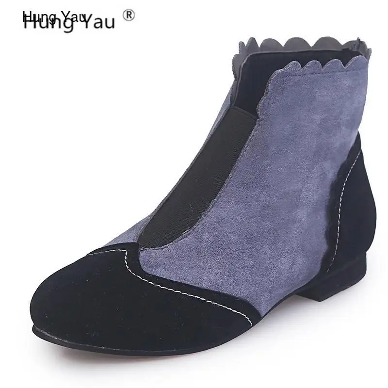 Женские ботильоны на толстом каблуке красные ботинки средней длины с острым