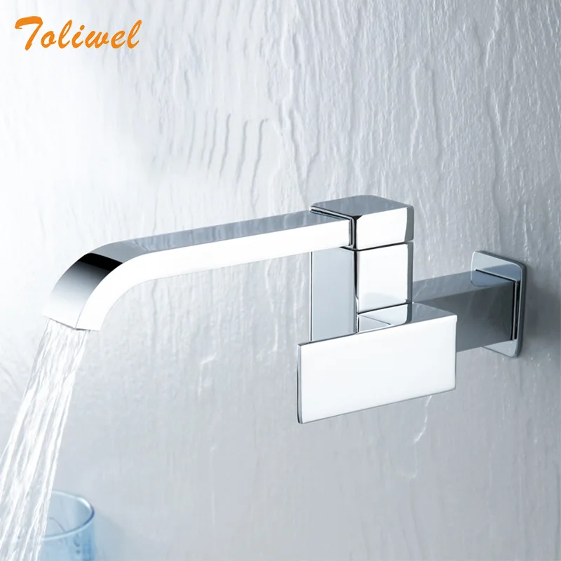 Смеситель для раковины в ванную комнату настенный кран холодной воды водопад