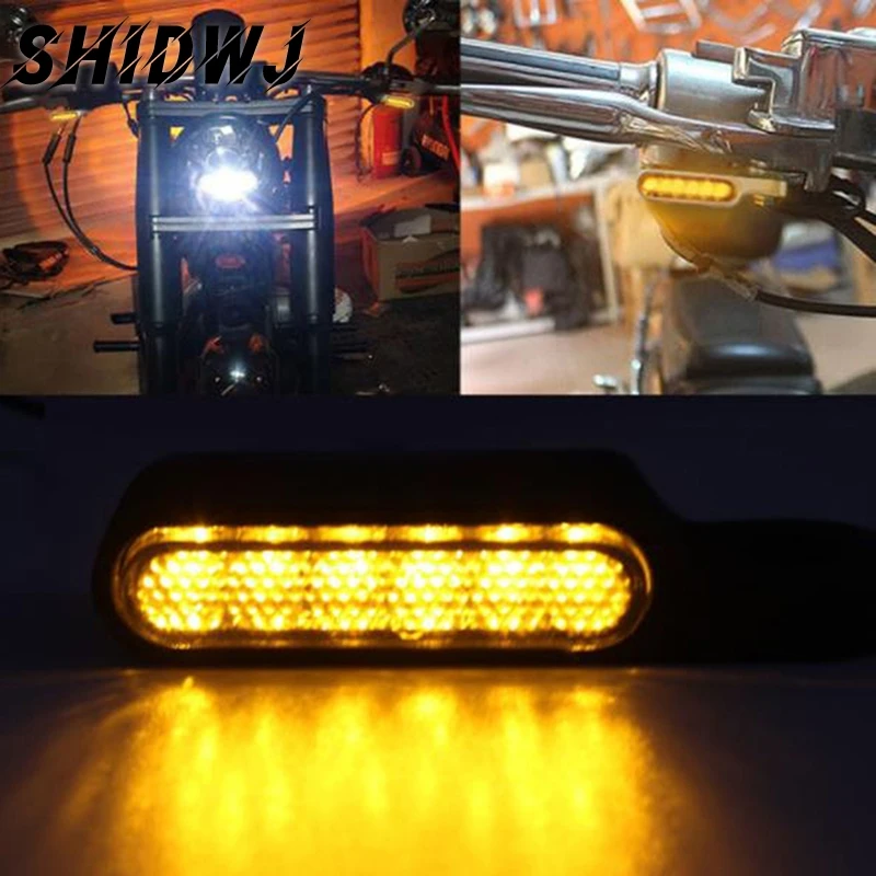 

Motorcycle Signal Lamp Indicators Amber Flowing Waterproof LED Turn Signal Light Handlebar Aluminum Alloy Chorme DC 12V