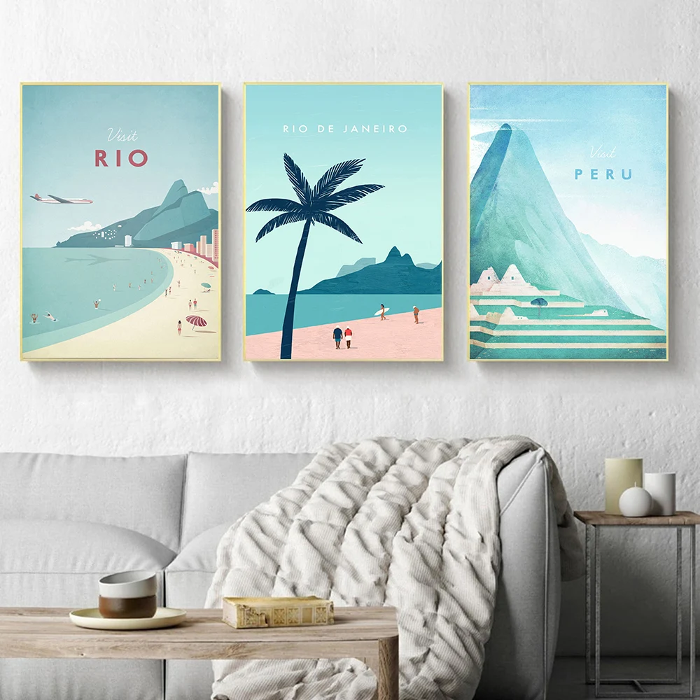Винтажный постер в скандинавском стиле для путешествий города Чили Перу Рио