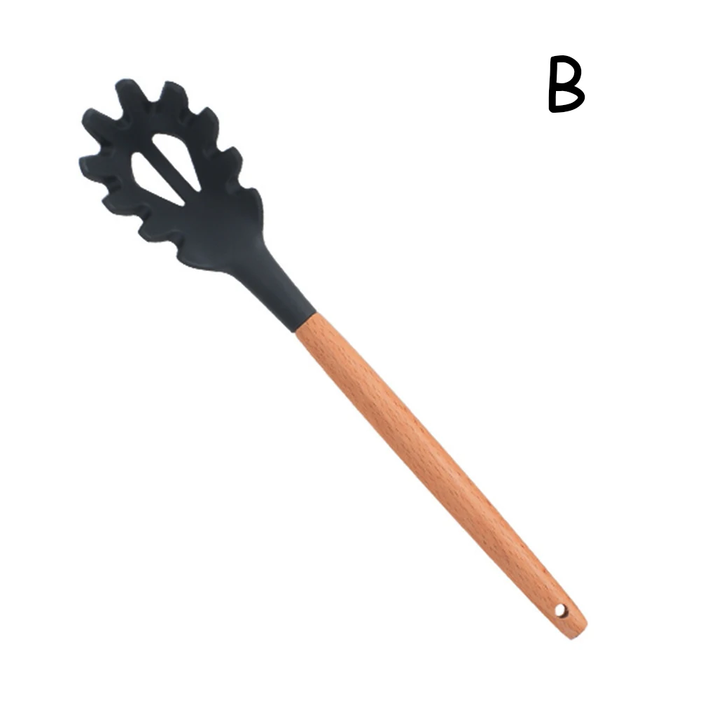 powder spoon Не токсичные ручки из бамбука инструмент для приготовления пищи антипригарная кухонная посуда кухонный инструмент силиконовая лопаточка термостойкая суповая ложка 1 шт - Цвет: powder spoon