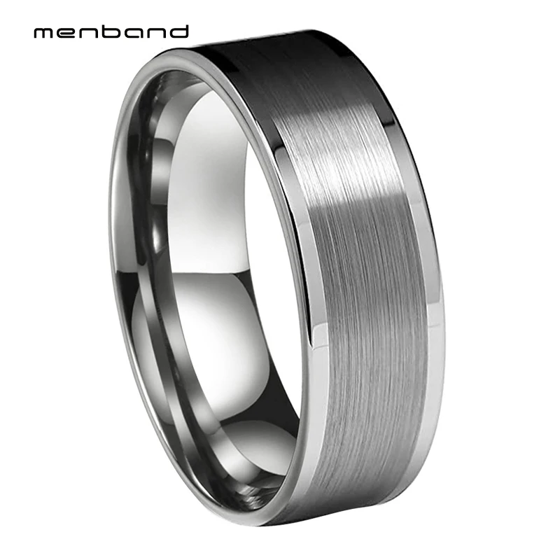 Плоская Лента вольфрамовое кольцо для мужчин женщин Обручальное мужское