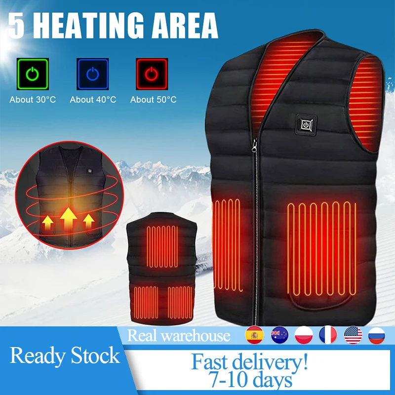 

Жилет мужской зимний с подогревом, хлопковый жилет с инфракрасным электроподогревом и USB