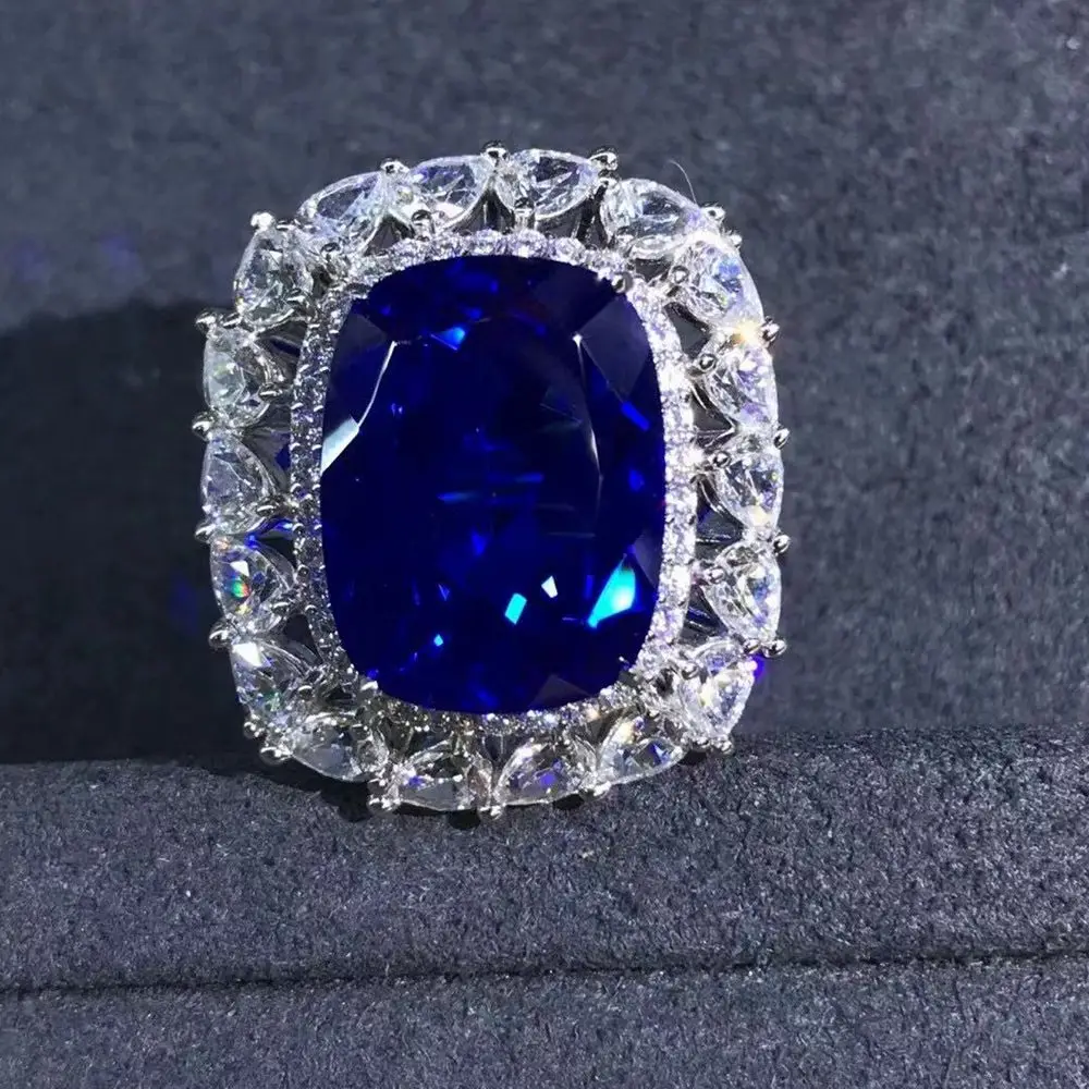 WUIHA 925 пробы Silver 3EX обручальное кольцо 10 CT VVS с сапфировым покрытием муассанитом -