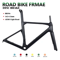 cw aero light road bicycle disc brake carbon road bike frameset 700c flat mount disc brake road bike14212mm carbon frame