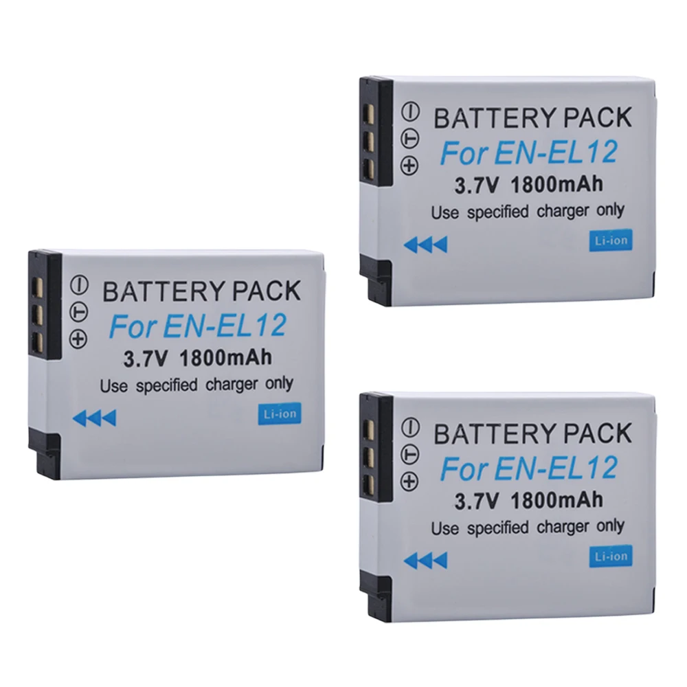 3 шт. 1800 мАч EN EL12 ENEL12 Li Ion Batteria для Nikon S8200 S9100 S9200 S9300 P300 P310 AW110 W300 батарея камеры|li-ion