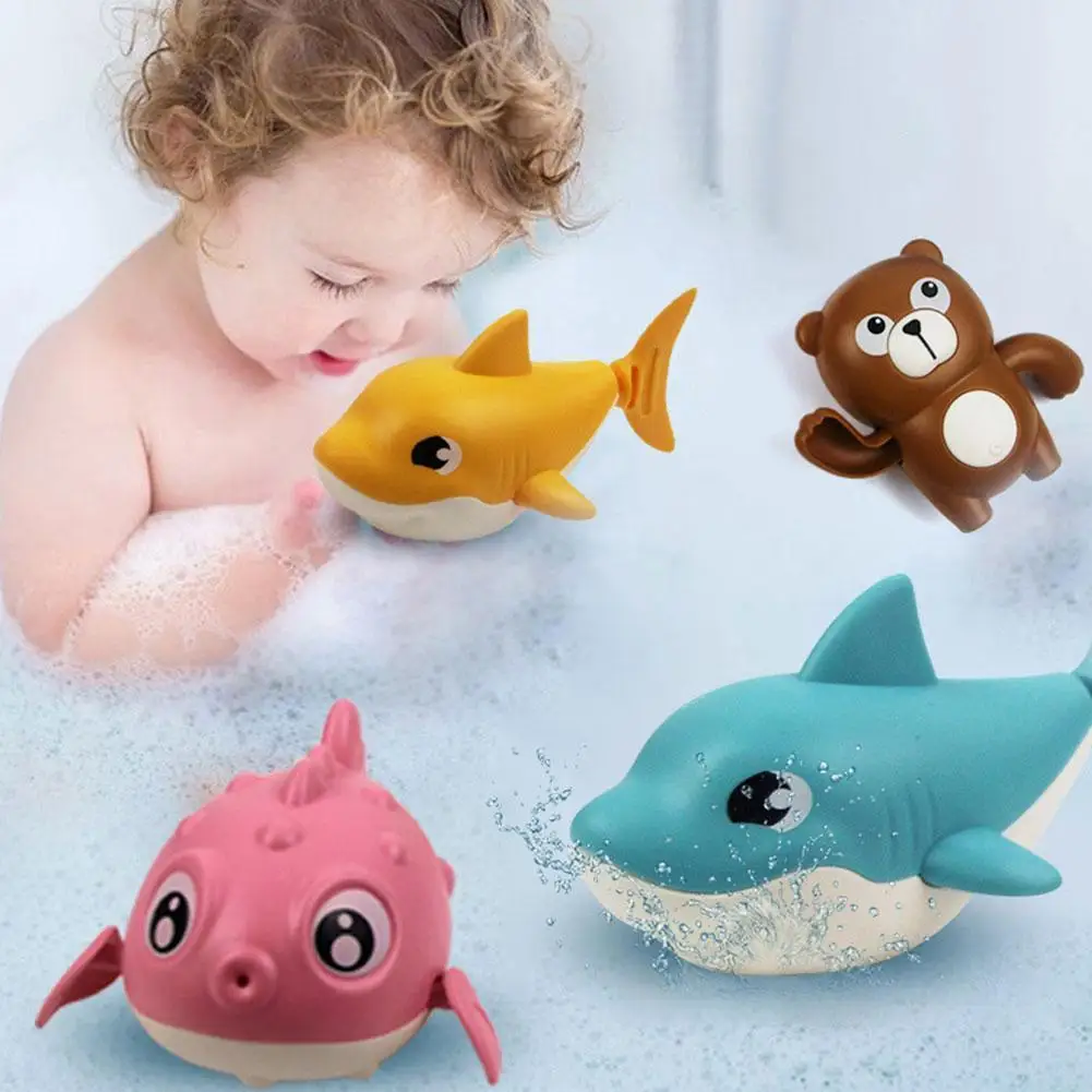 

Children's Beach Toys Bath Toys Shark Type Wind-up Swimming Tail Wagging Rotating Device Baby Toy Puffer Fish Bear