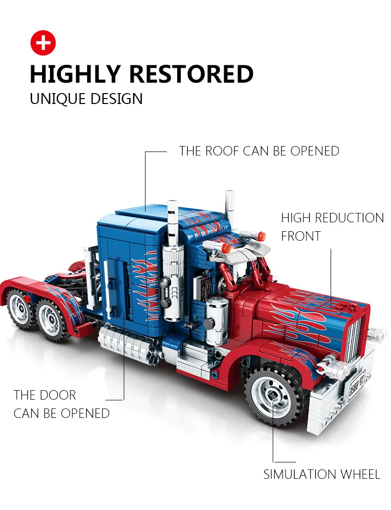 Yeshin Technic Car Toys The Peterbilt тяжелый контейнер автомобильный прицеп модель автомобиля Дети Рождественские игрушки, подарки строительные блоки кирпичи