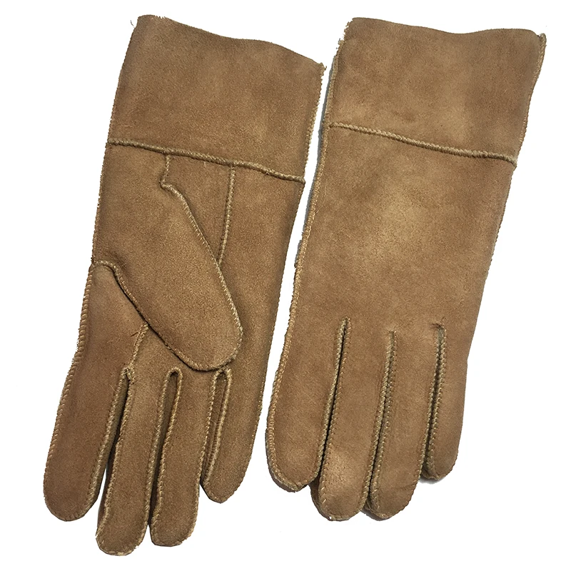 Зимние женские перчатки из овечьей кожи теплые натуральной кашемировые меховые