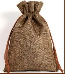 Кофе Льняной мешок Hessian мешковины конфет Организатор Шнурок Мешок свадебный сувенир джутовые подарочные сумки - Цвет: Кофе