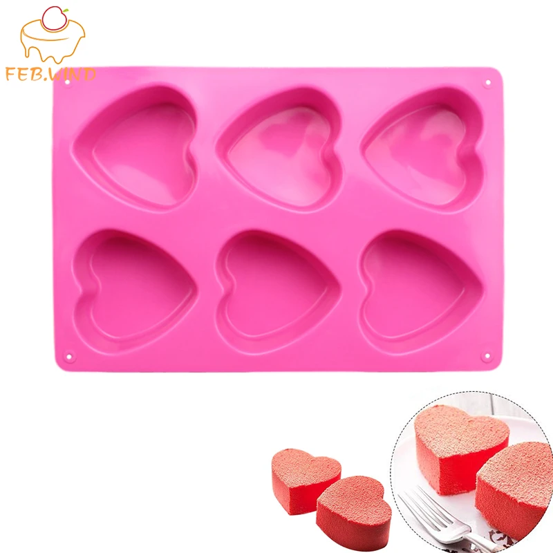 6 отверстий силиконовые Форма сердечко для смолы антипригарные в форме сердца