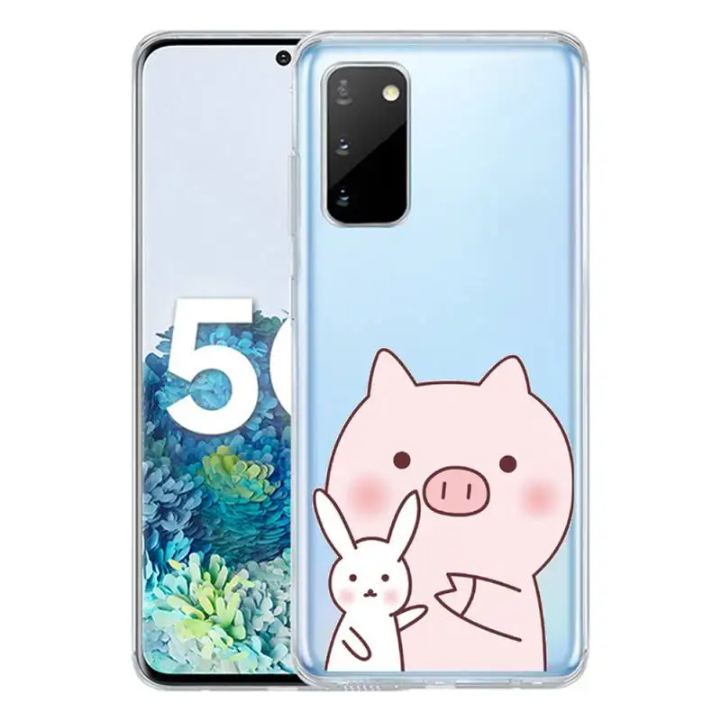 

Cute PINK Kawai Pig Phone Case Clear Cover For Samsung S10 S10lite 2019 S9 S9plus S8 S7 transparent cases