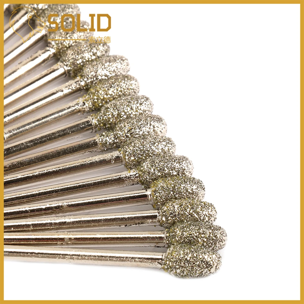 

Diamond Grinding Head Shank 3mm Bit Jade Stone Carving Polishing for Rotary Tool Metalworking 20Pcs Length 45/55mm