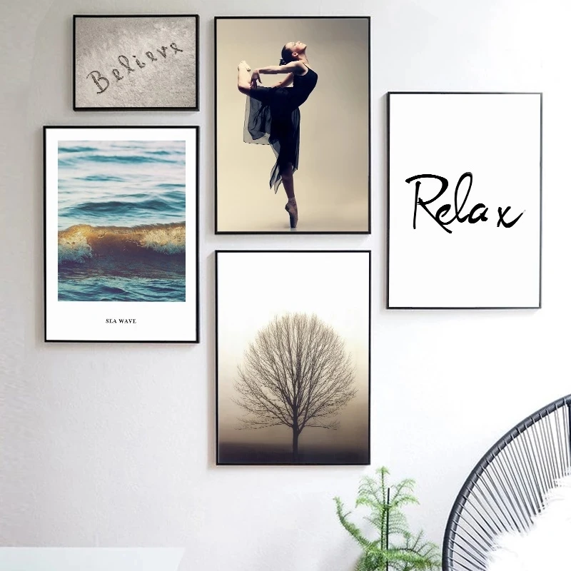 

Beach Tree Landscape Quotes Wall Art Canvas, Ocean Girl, Nordic Posters And Prints, Wall Pictures, Home Decor For Living Room