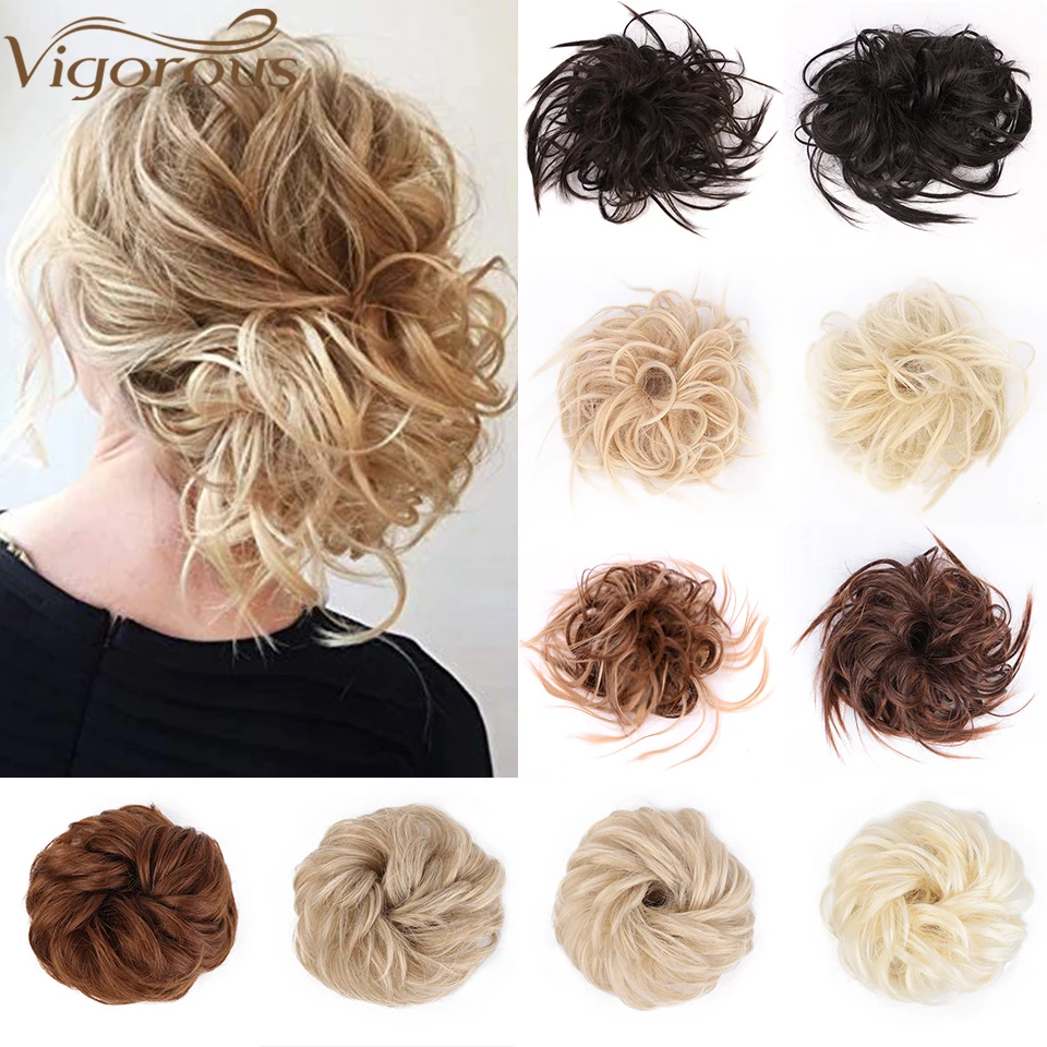 

Vigorous Synthetic Chignon Messy Scrunchies Elastic Band Hair Bun Straight Updo Hairpiece Natural Fake Hair