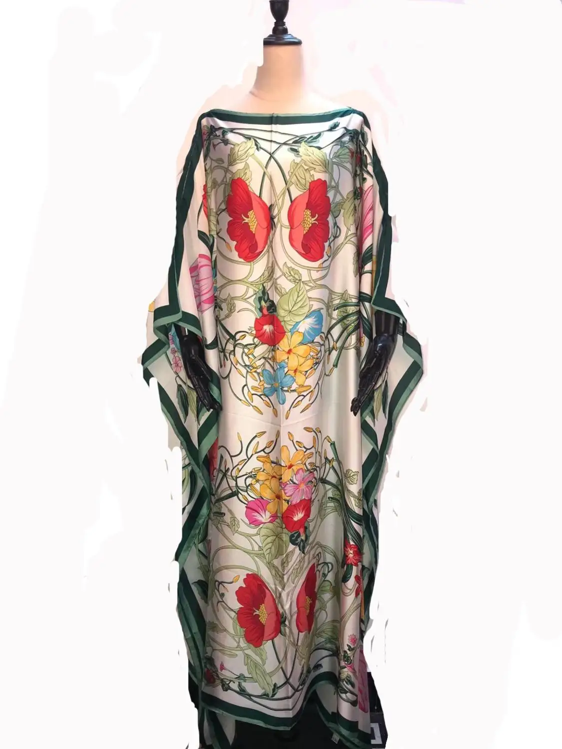 Уникальные шелковые платья кафтан с Европейским принтом длина 132 см x пляжные