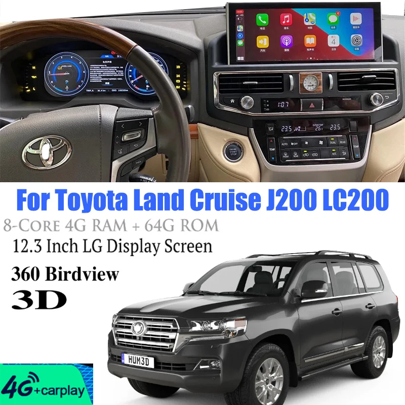 

Car Multimedia Android GPS Screen Audio Radio CarPlay Navi 12.3 inch For Toyota Land Cruise J200 LC200 Change For Lexus LX570