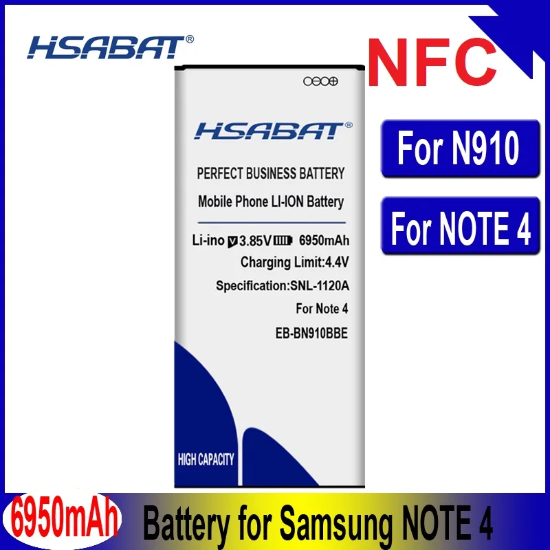 Топ 6950 мАч аккумулятор NFC для samsung Galaxy N910F N910FQ N910X N910W N910T N910H N910A N910C Note 4 NFC N910 Батарея