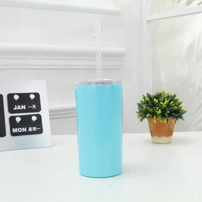 12/20oz Stemless Кофе кружка винный стакан Портативный вакуумная термоизолированная кофейная чашка нержавеющая стальная кружка для путешествий с крышкой и соломой - Цвет: D