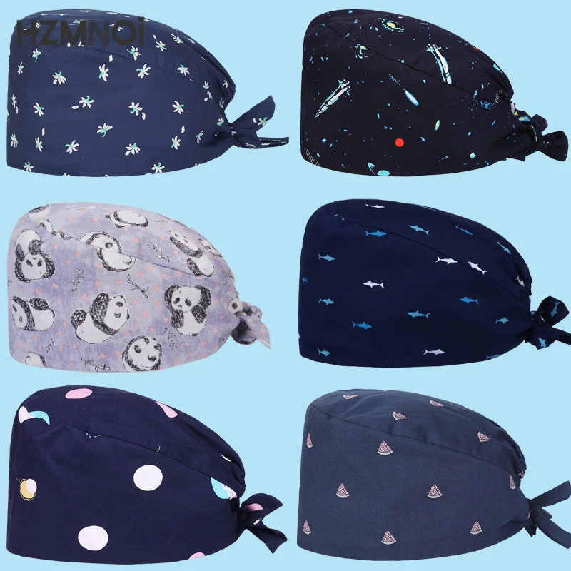 

Cartoon Watermelon Print Hat Multicolor Doctor Hat Fashion Pure Cotton Nurse Scrub Hat Beauty Chef Gourd Hat Unisex Pharmacist