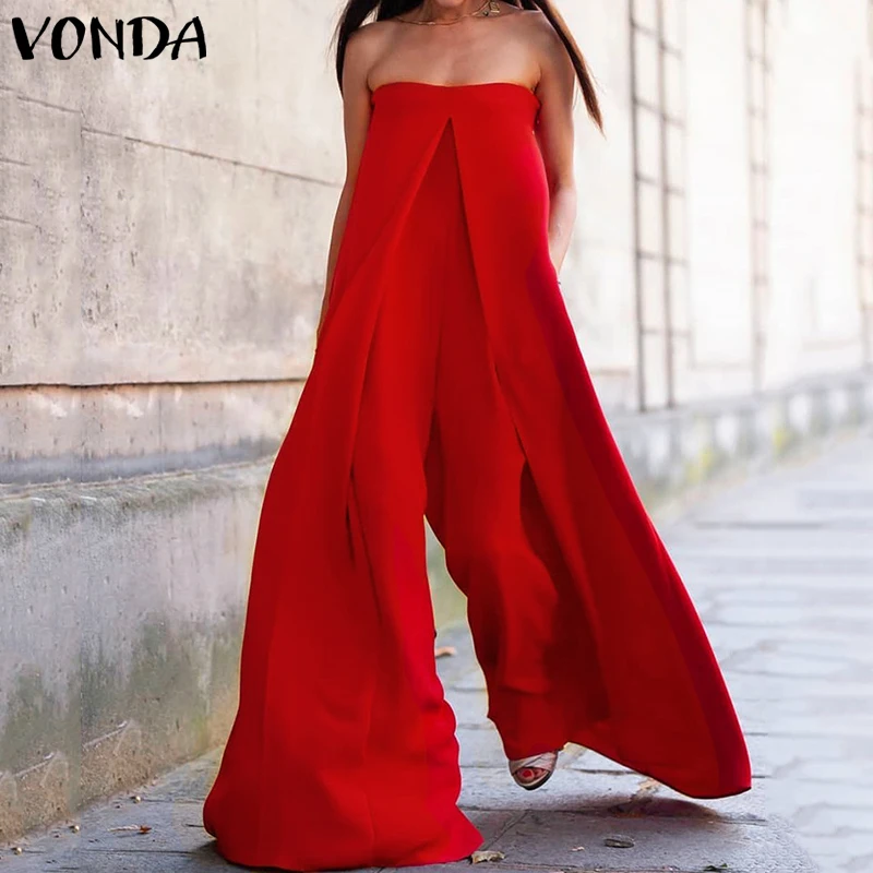 2021 VONDA Комбинезоны женские пикантные с открытыми плечами без рукавов цельный