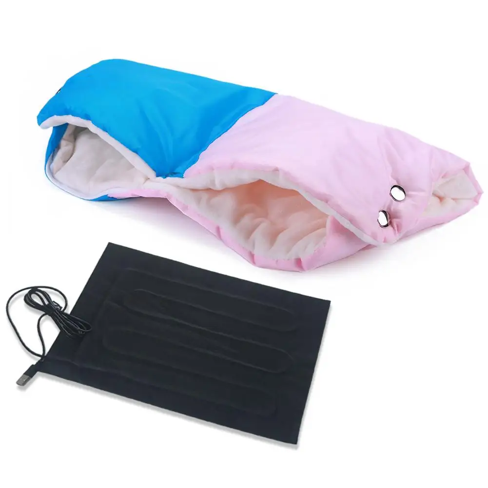

Windproof gloves baby stroller thickened waterproof windproof heat-generating warm gloves fashion color matching quilted warm