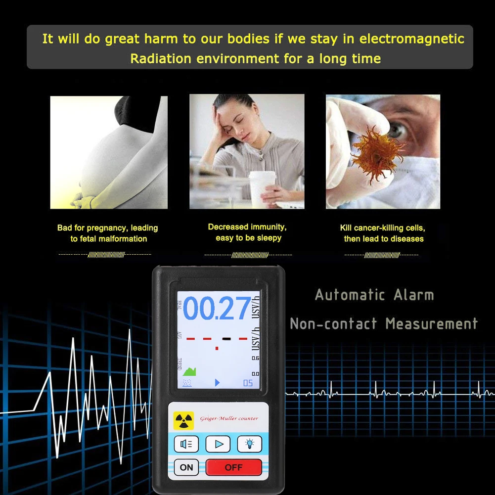 

Handheld Professional Geiger Counter Nuclear Radiation Marble Detector Personal Dosimeter Beta Gamma X-ray Tester (No Battery)