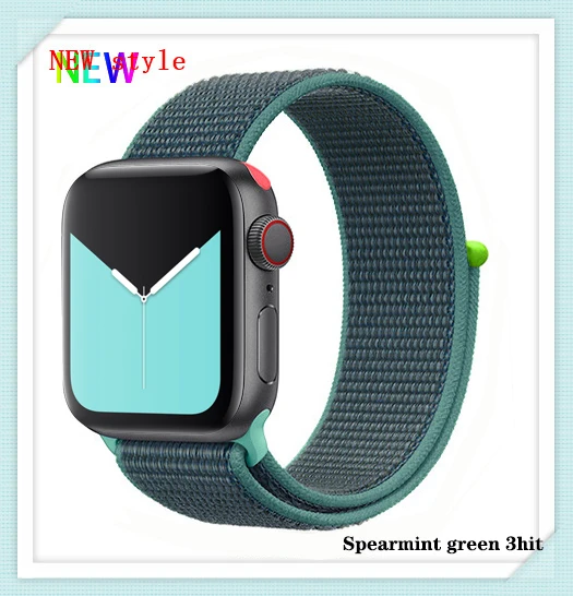 Нейлон pulseira для apple watch band 4 44 мм 40 мм(iwatch 5) apple watch 3 2 1 ремешок 42 мм 38 мм дышащий браслет ремень аксессуары - Цвет ремешка: Spearmint green 3hit