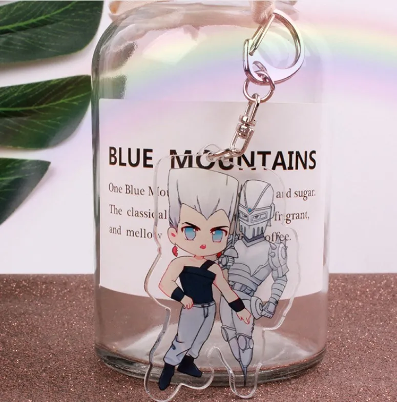as pictured Anime JoJos Bizarre Adventure Golden Wind Kujo Jotaro Acrylic Figure keychain Keyring Decoration Collection Model Toy Cosplay - Color: as pictured