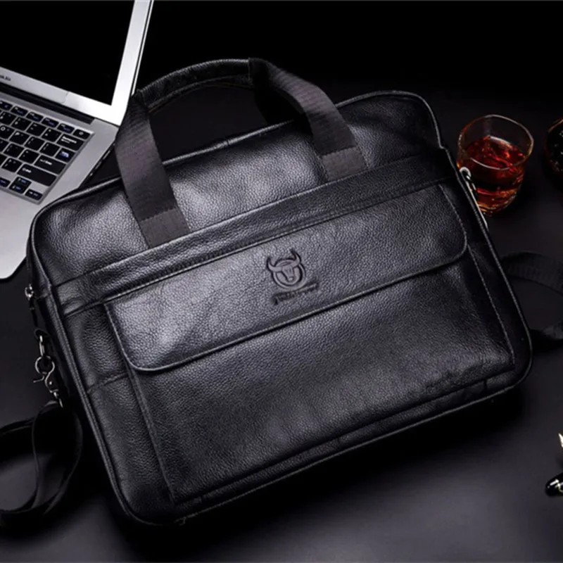 Портфель мужской из натуральной воловьей кожи брендовая винтажная сумка для