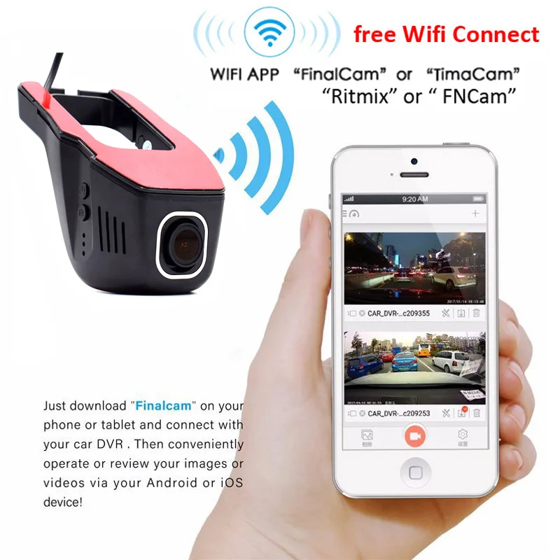 Цифровой видеорегистратор Novatek 96658 Wifi 1080P фронтальная и задняя