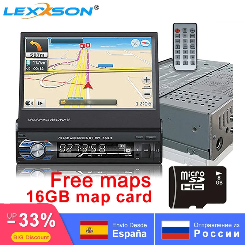 1DIN универсальное радио в тире " автомобильный стерео gps Bluetooth FM радио MP5 аудио плеер телефон USB/TF 12 В Выдвижная камера заднего вида