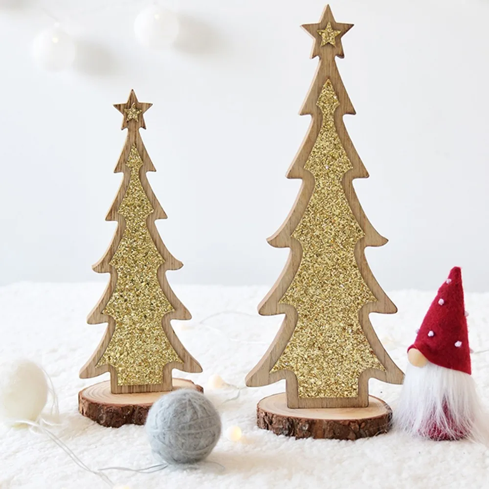 Рождественская елка настольные украшения золотые серебряные блестки мини