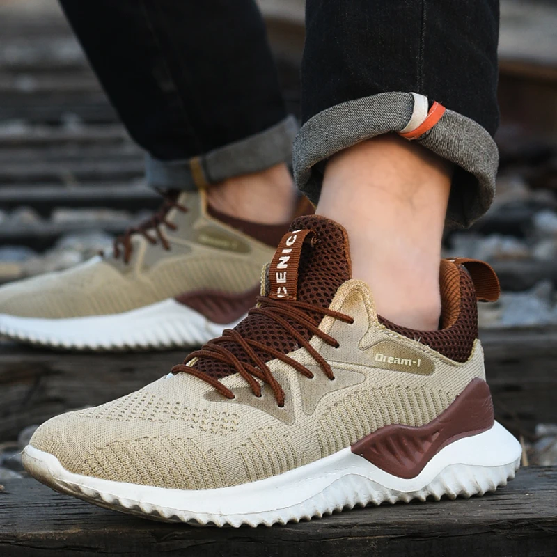 

New Sport Safety Shoes Men Indestructible Work Shoes Boots Lightweight Sneakers Male Steel Toe Shoes Running Boots