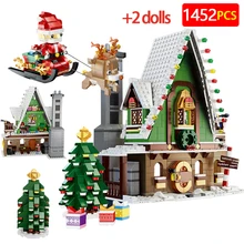 1452pcs City Winter Snow House Santa Claus Building Block Snowmobile Christmas Tree Figures Bricks Xmas DIY Toy for Children