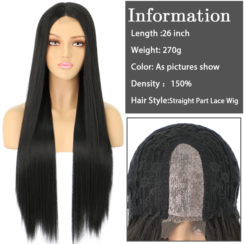26inch Long Straight Wigs for Women Synthetic Ombre Brown Cosplay African American Wine Red Blonde Black Middle Part 60 613 | Шиньоны и