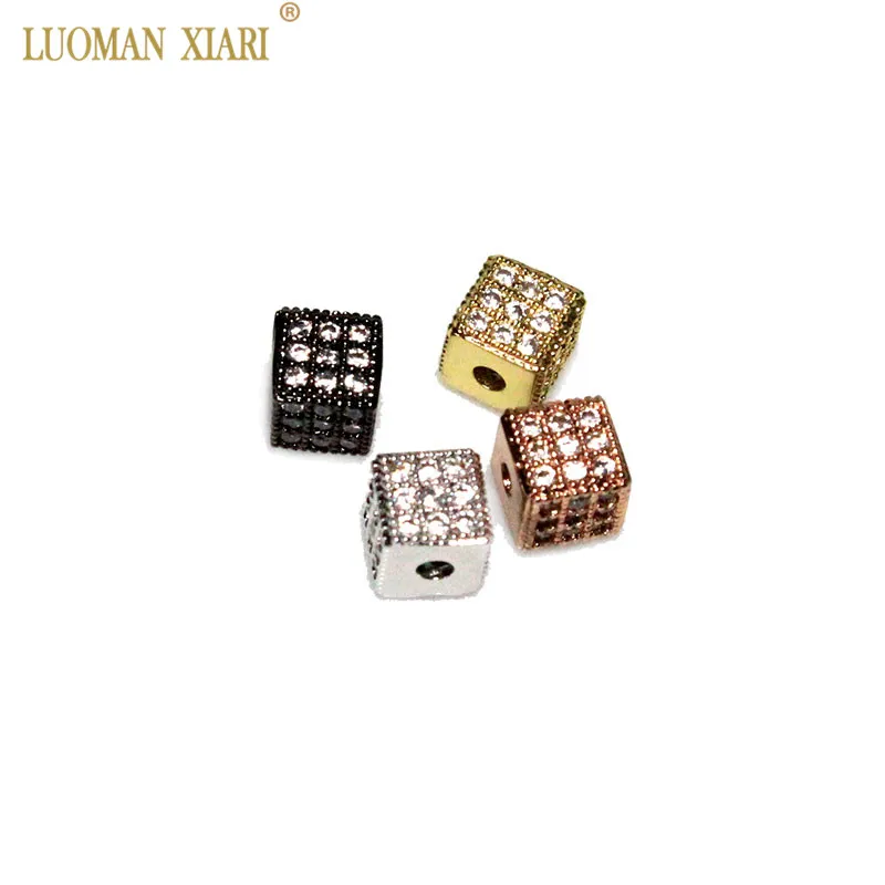 Квадратные медные бусины AAA 5 шт. белый циркон подходят для самостоятельного