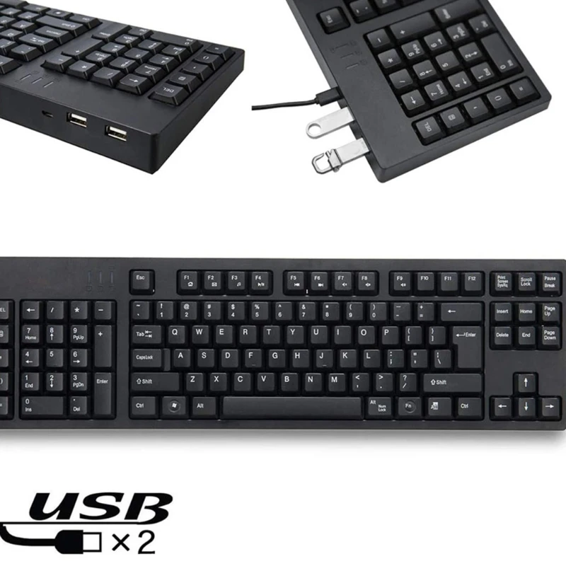 

4.76Feet Wire Length Left-Handed Keyboards Plug and Play 2 x USB Ports Computer Spare Parts USB Wired 104 Keys