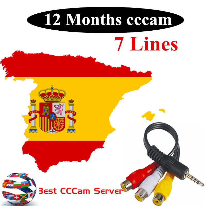 cccam 7cline for 1 year europe Spain Germany Italy Poland For dvb S2 lnb Satellite receiver v7 v8 super receptor via V8 usb wifi