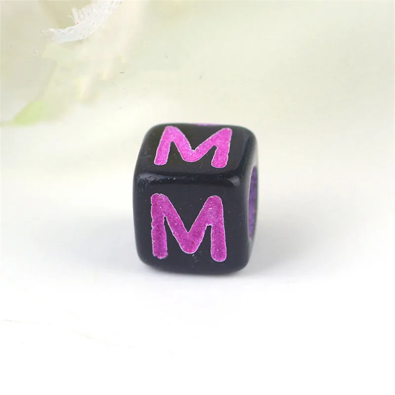 Black Neon Color Cube Acrylic Letter Beads 3000pcs 6*6mm Square Big Hole Spacer Alphabet Jewelry Bracelet Ornament Beading | Украшения и