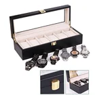 Роскошные 6 слотов деревянные часы держатель коробка для мужчин и женщин, органайзер для часов 3 слотов для карт из искусственной кожи Сетки ювелирные изделия органайзеры дропшиппинг