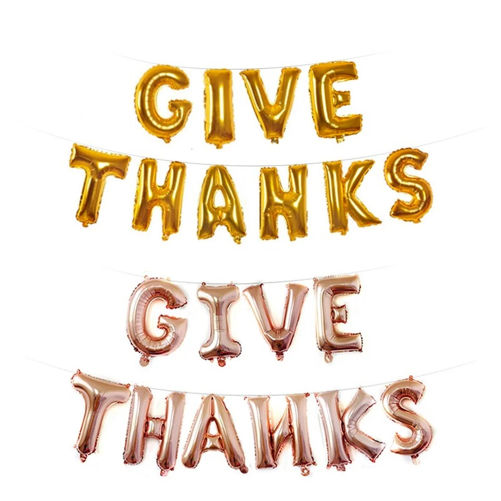 

16 Inch Letter Gold and Rose Gold Foil Balloon Set Thanksgiving Ballons Party Supplies Decoration For Living Room Pieccies